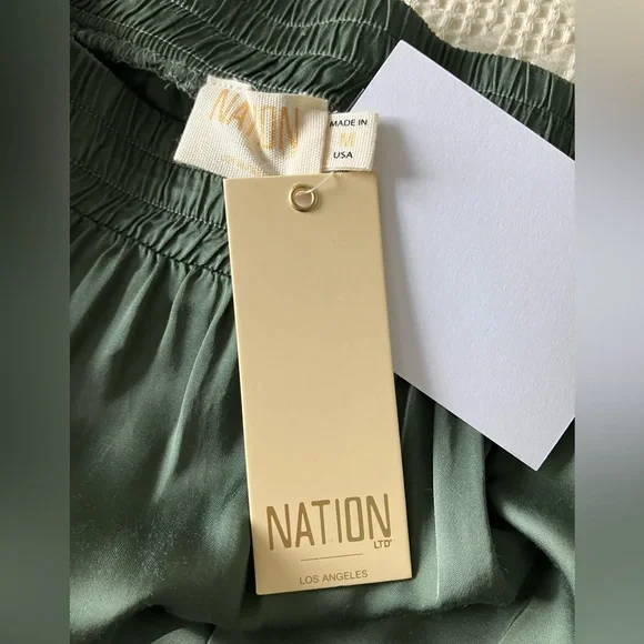 NATION LA Olive Green Viscose Tiered Midi Skirt Size M NWT - Picture 9 of 13